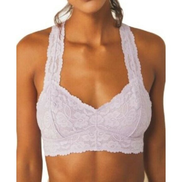 Free People Other - Free People Galloon Lace Racerback Bralette Purple XL Stretch Floral Fair Orchid